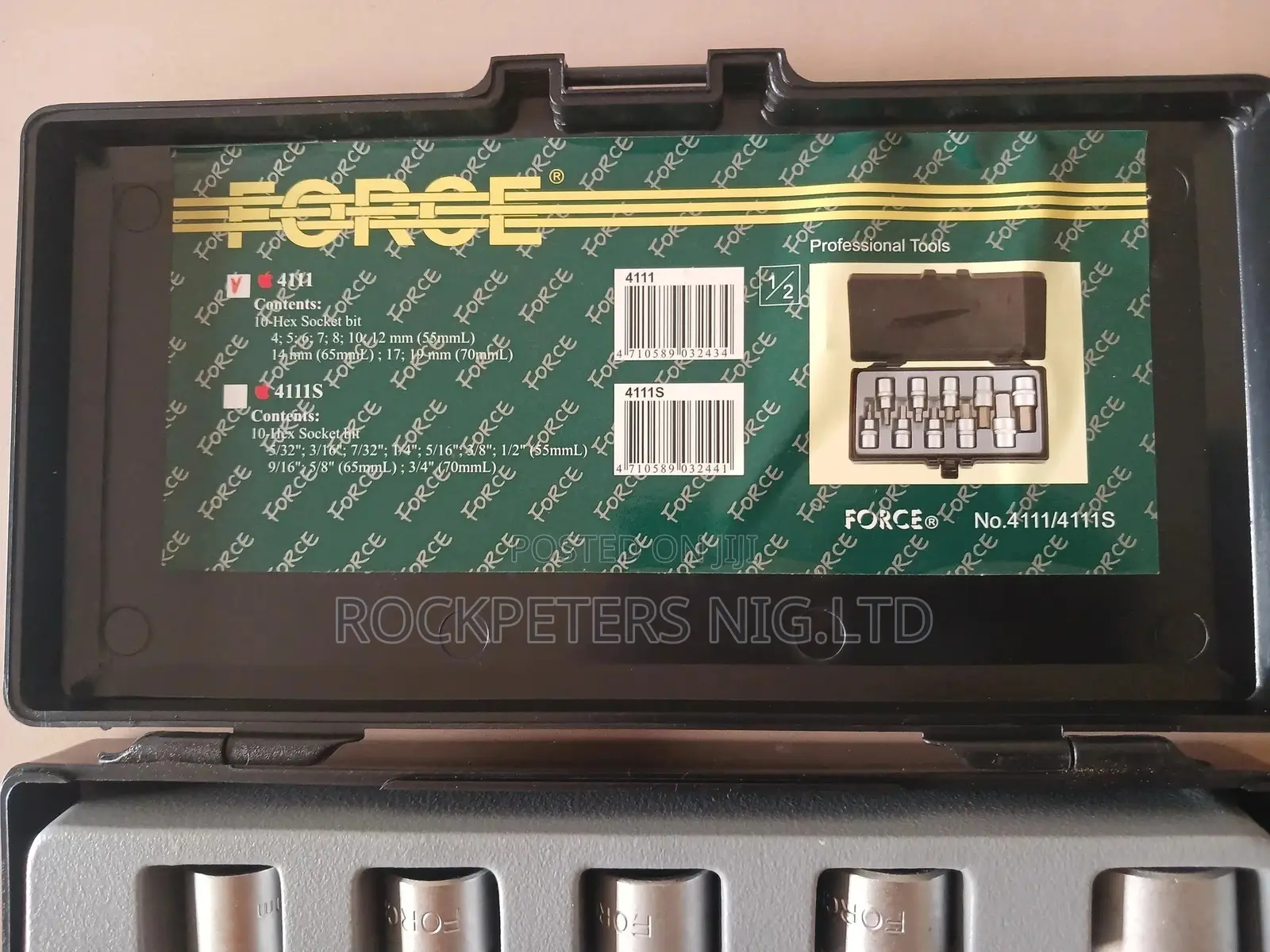 Force 4111 1/2" Hex Socket Bit Set Sae 10pc