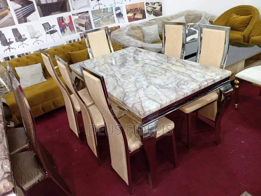 Marble Dining Table Set for 6 Persons