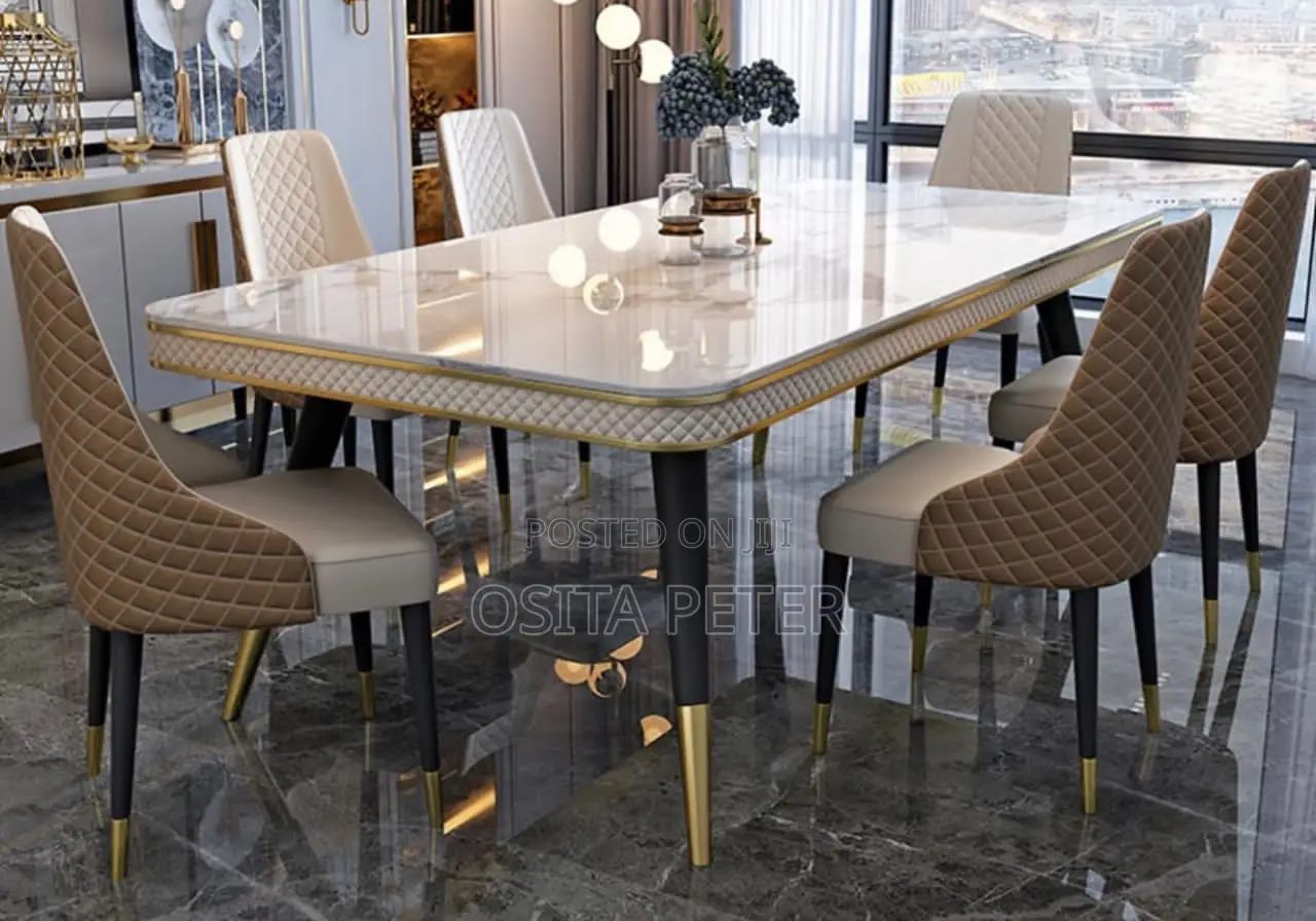 Marble Dining Table With 6 Seaters Chairs