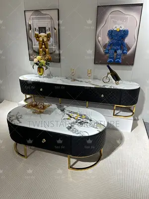New Modern Marble Top Tv Stand With Centre Table