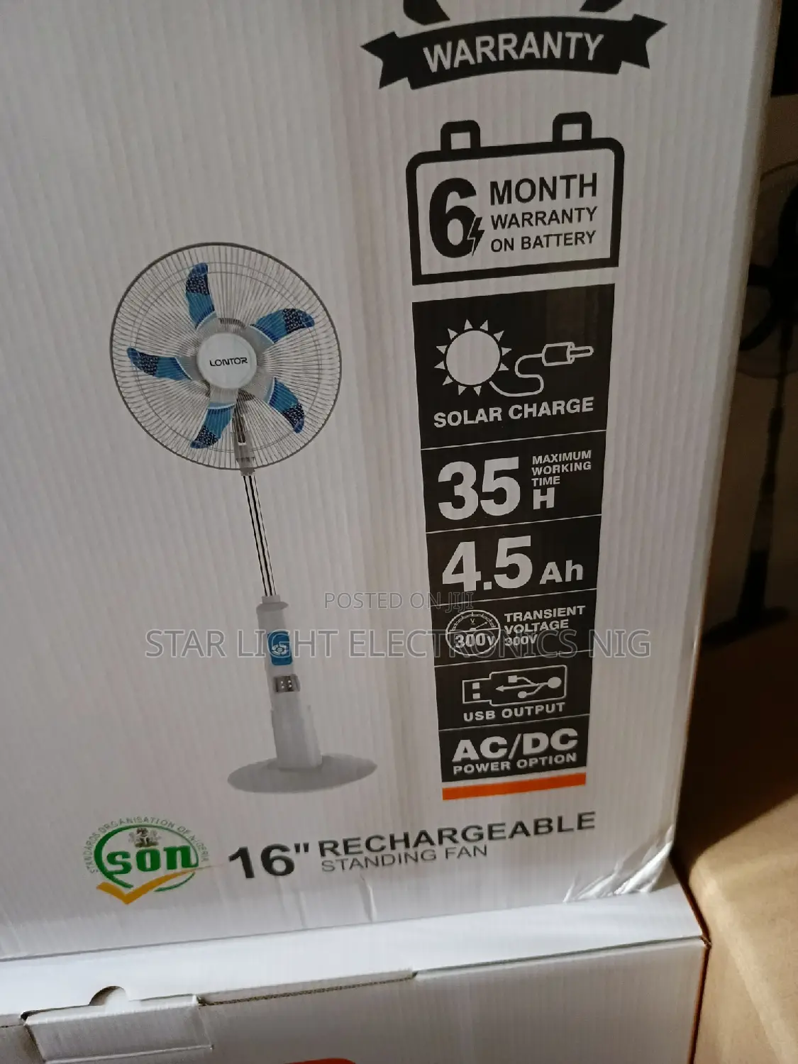 16" Rechargeable Fan