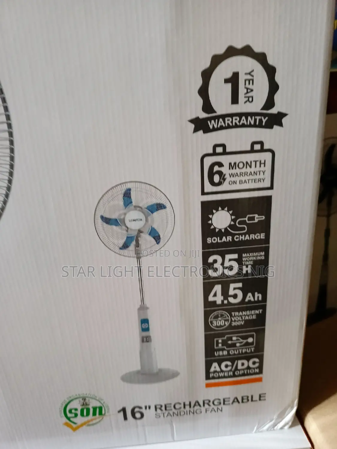 16" Rechargeable Fan