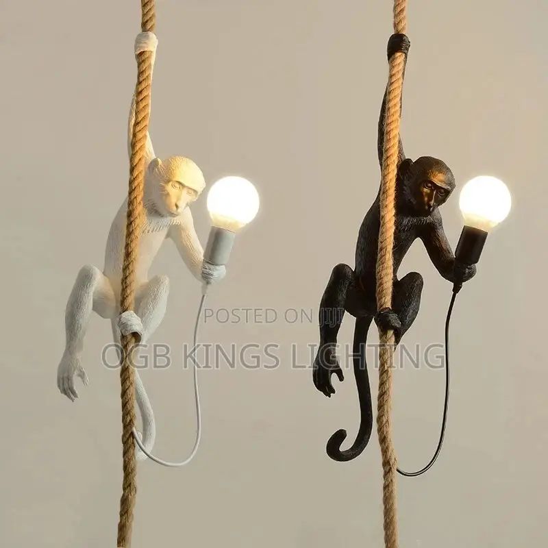 Modern LED Art Monkey Pendant Light Resin Simian Pendant