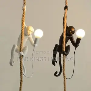 Modern LED Art Monkey Pendant Light Resin Simian Pendant