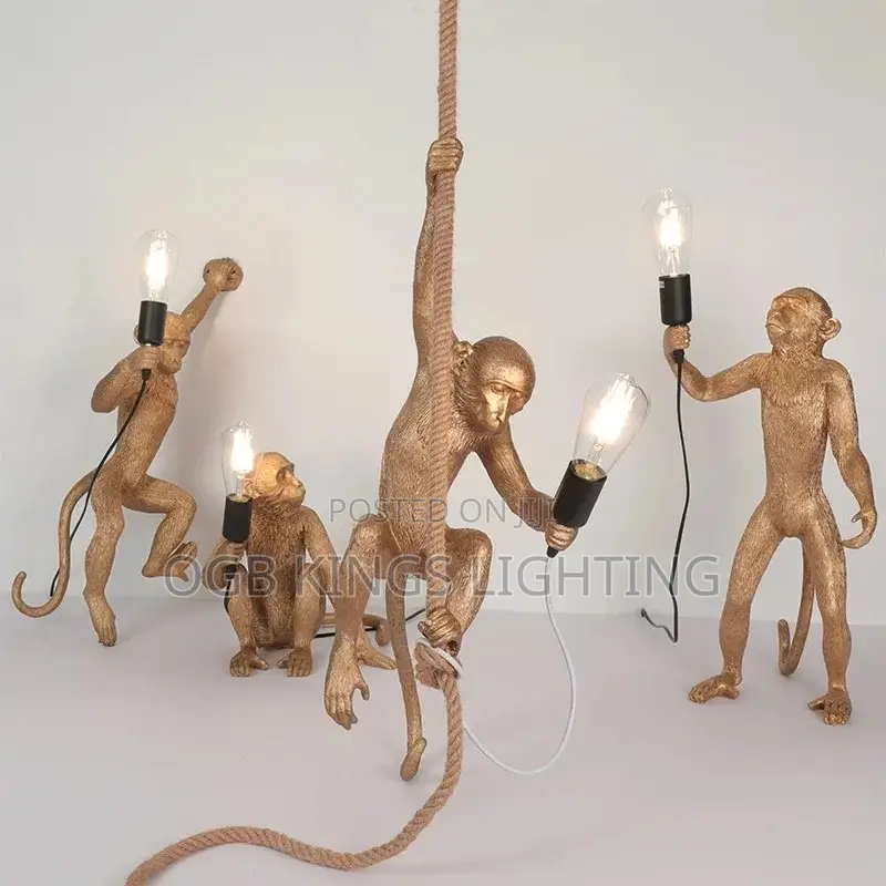 Modern LED Art Monkey Pendant Light Resin Simian Pendant