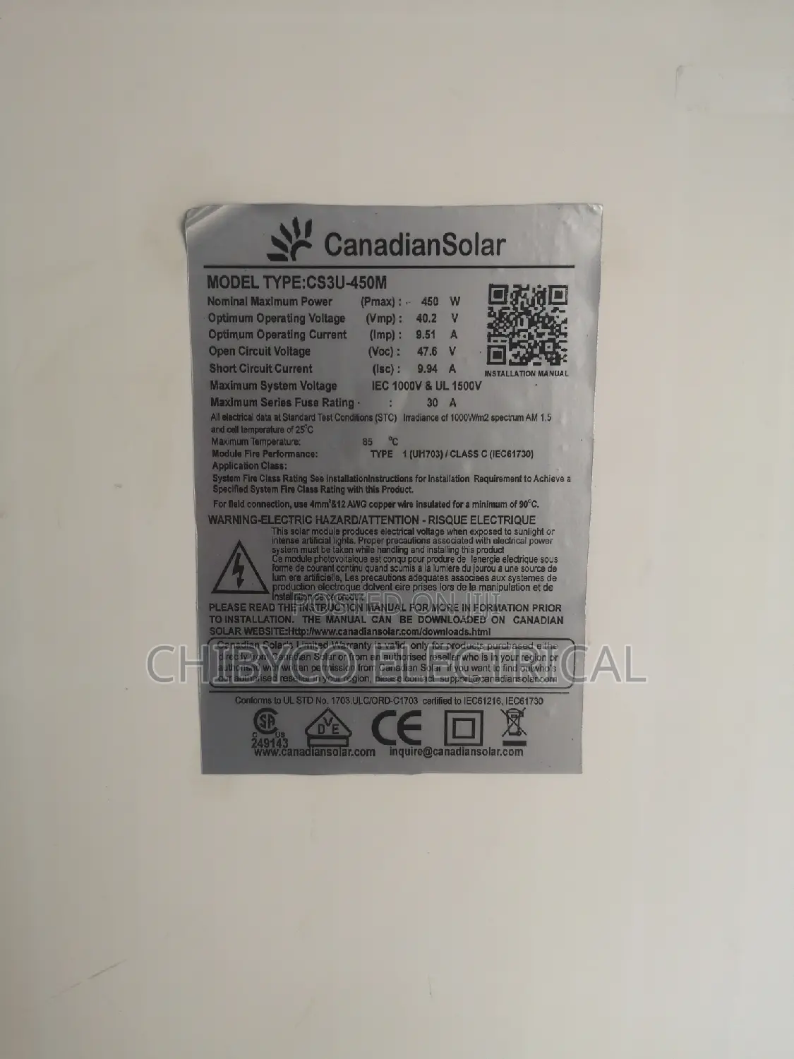 400w Canadian Solar Panel