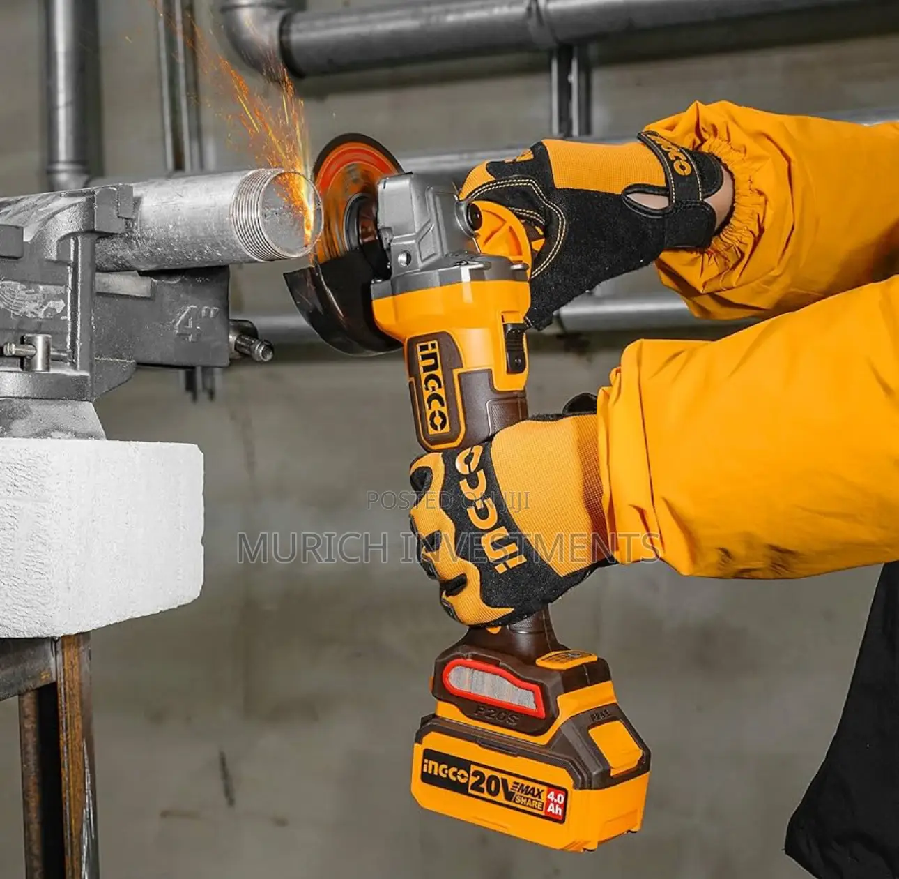 INGCO 115mm Cordless Angle Grinder 20V Brushless Angle Grind