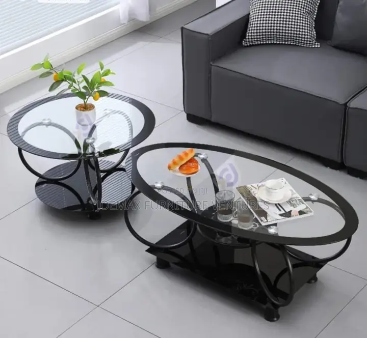 Glass Center Table With 1 Side Stools.