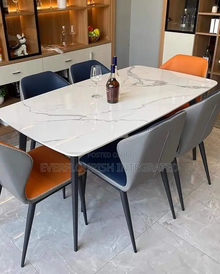 Marble Top Dining Table Set With 6 Chairs