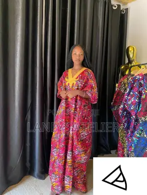 Embroidered Ankara Bubu Dress(100% Ankara Cotton)