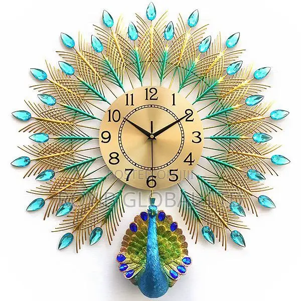 Wall Clock Peacock Design