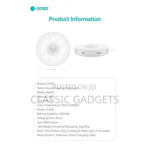 Coteetci Motion Sensor LED Light (White Light )