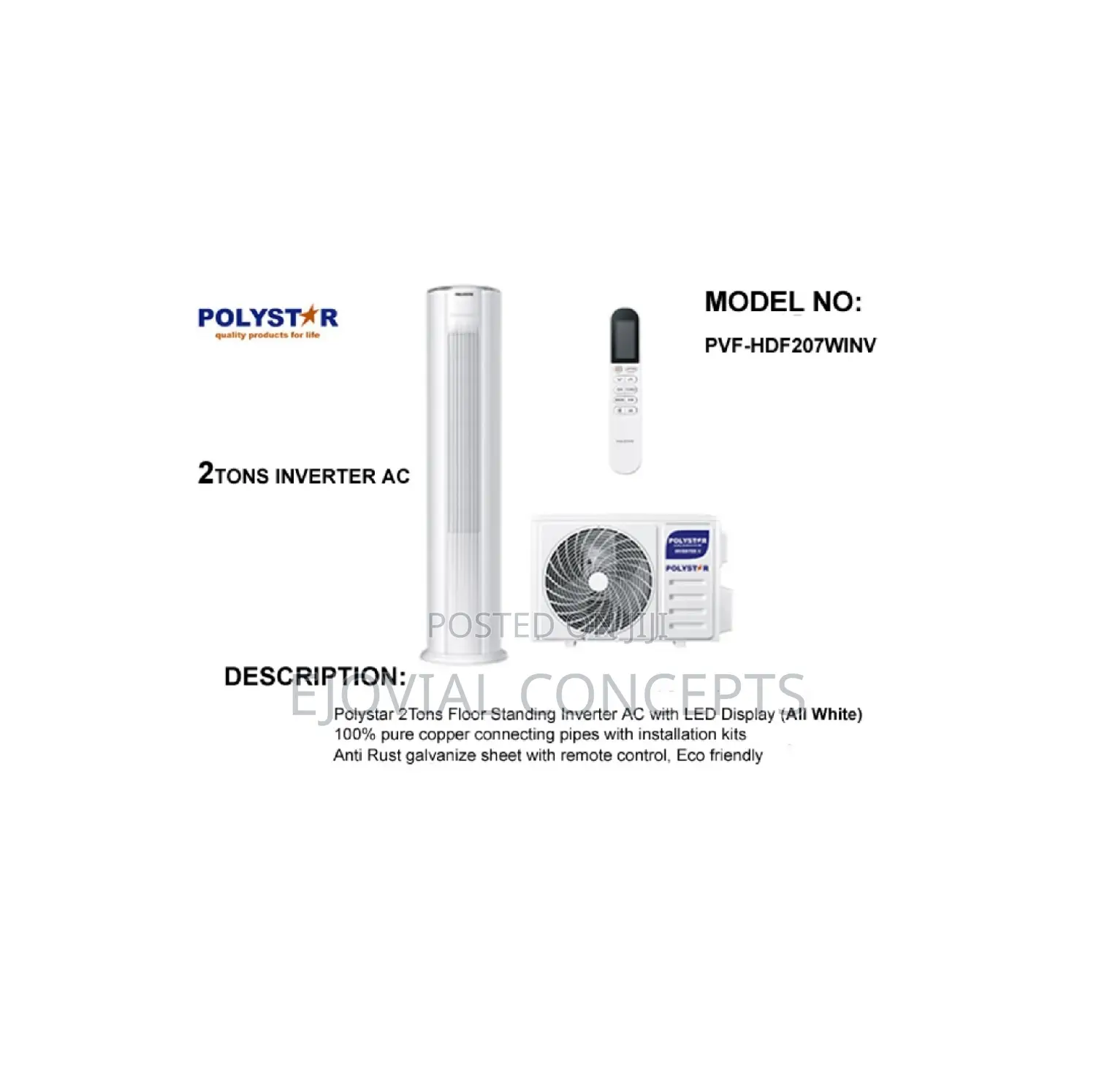 Polystar 2tons Floor Standing Inverter AC With LED Display