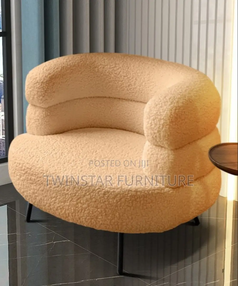 New Modern Fluffy Fabric Single Sofa Chairs