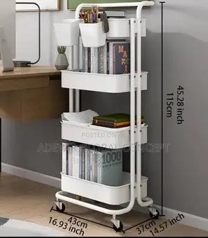 4 Tiers Movable Home Kitchen Storage Rack Organizer Trolley