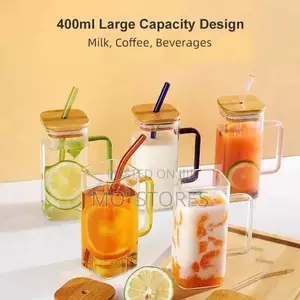 350ml Square Mug With Lid and Straw(Bulk Only)
