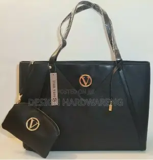 Elegant Black Leather Handbag+Purse by Joan Vass