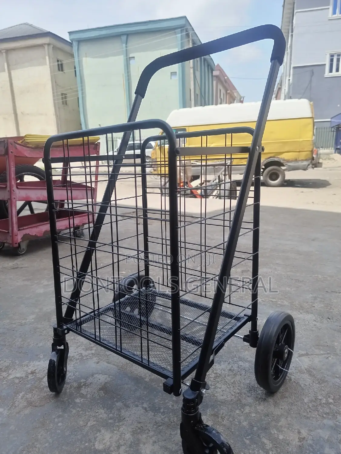 Galvanized Black Basket Cart Trolley