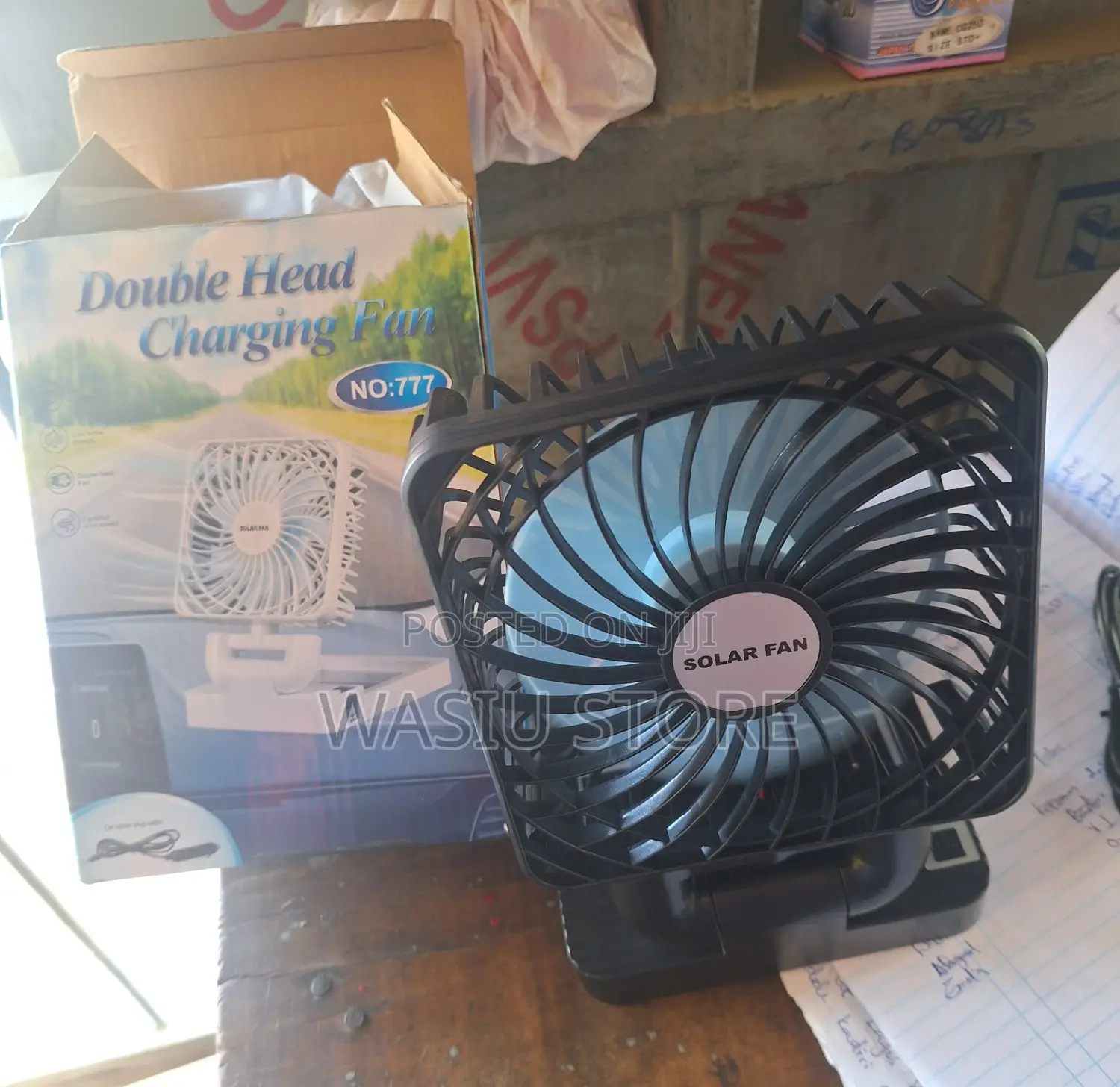 Double Head Charging Solar Fan