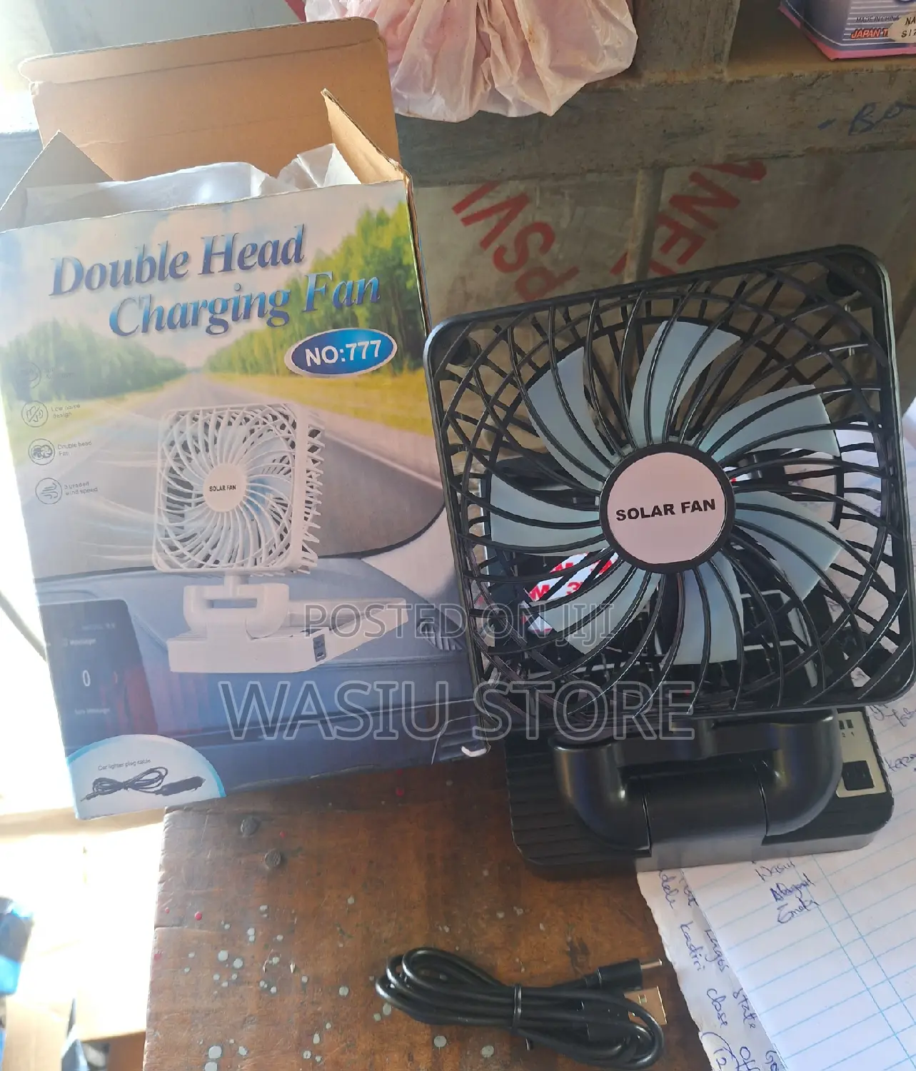 Double Head Charging Solar Fan