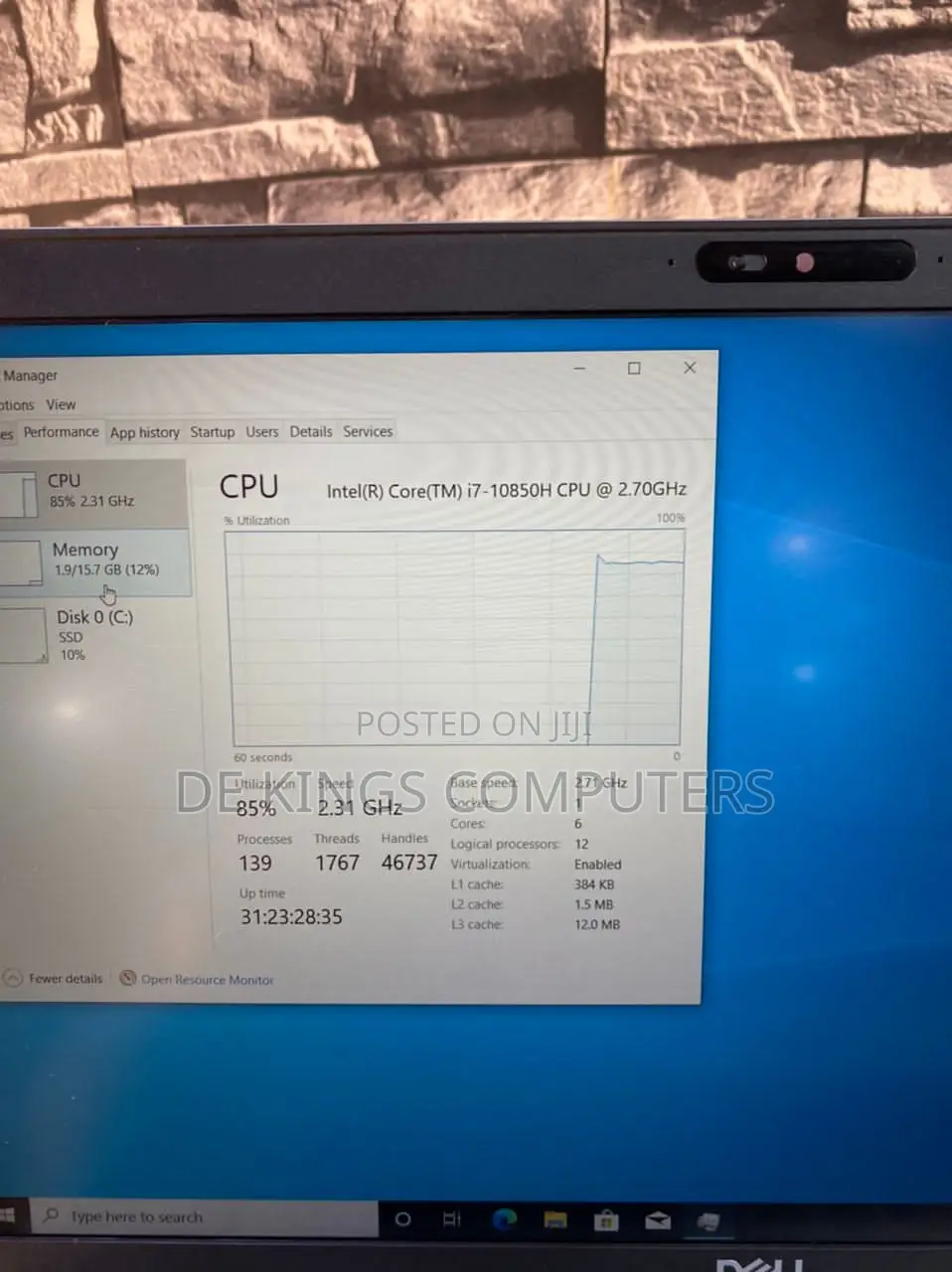 Laptop Dell 16GB Intel Core I7 SSD 512GB