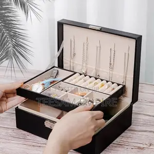 Jewelry Storage Box Two Layers of Lockable PU