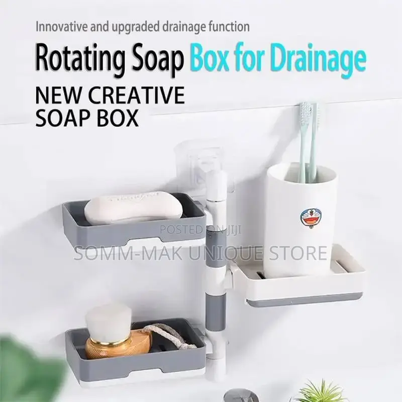 Soap Rack No Drilling Three-Layer Drain Rotable