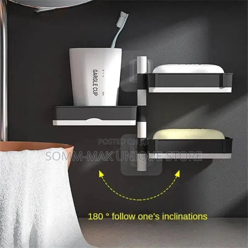 Soap Rack No Drilling Three-Layer Drain Rotable