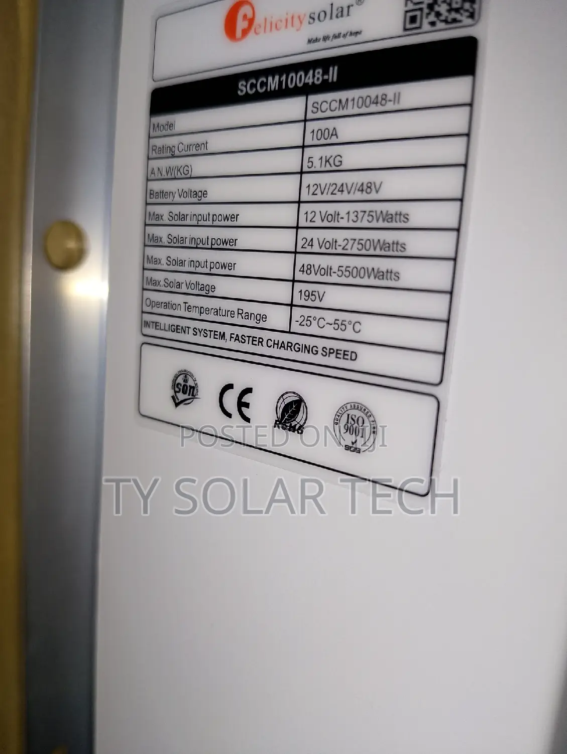 100A Felicity Charge Controller Solar Installation