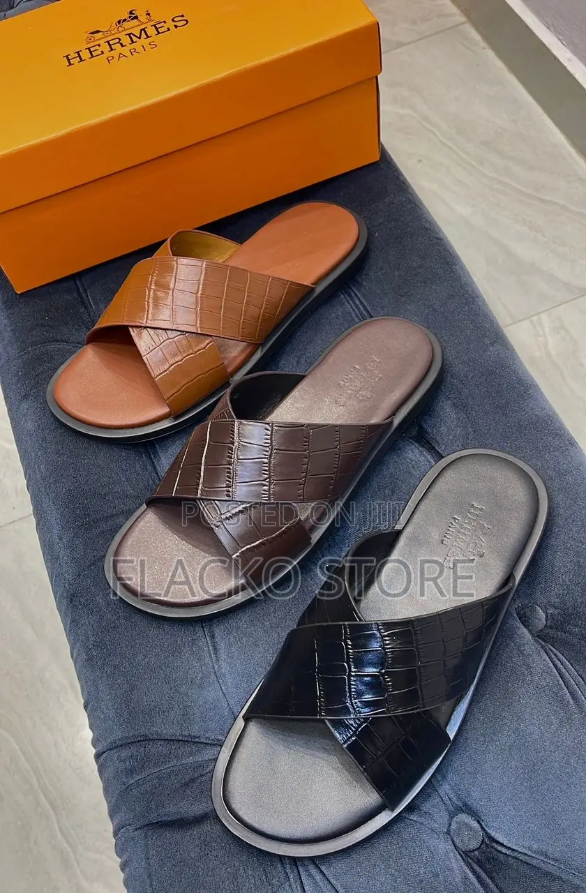 Original Hermes Leather Slippers