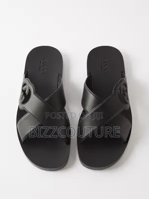 Original GUCCI Leather Men's Slippers Available in Store