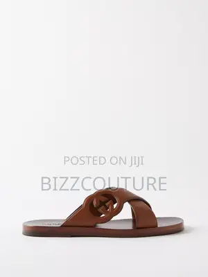 Original GUCCI Leather Men's Slippers Available in Store