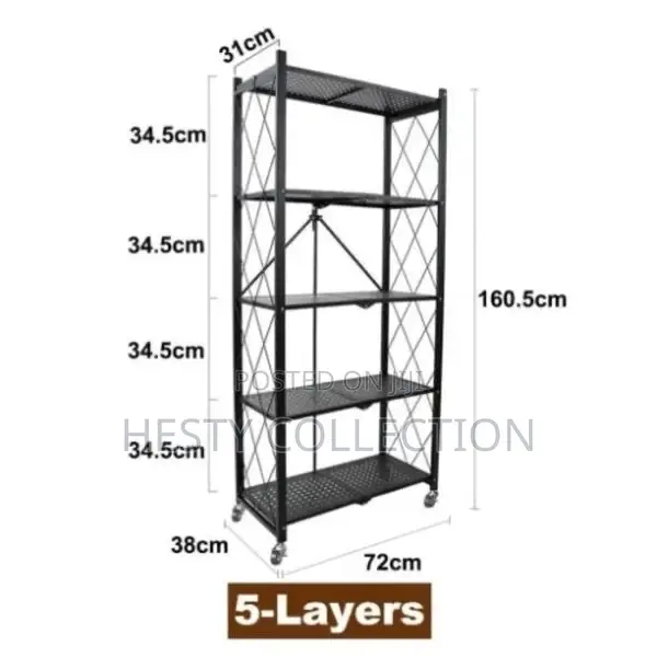 5 Steps Layer Foldable Kitchen Household Trolley Display Shelf Rack