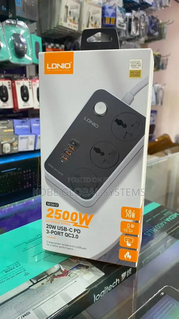 LDNIO Sc3412 38w 3 Port + 4 Usb Universal Power Socket