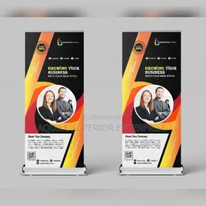 3 X 7ft Flat Base Rollup Banner With Branding for Seminars