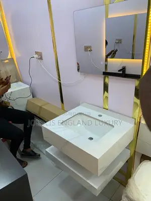 Executive Hanging White Marble Cabinet With Sensor Mirror