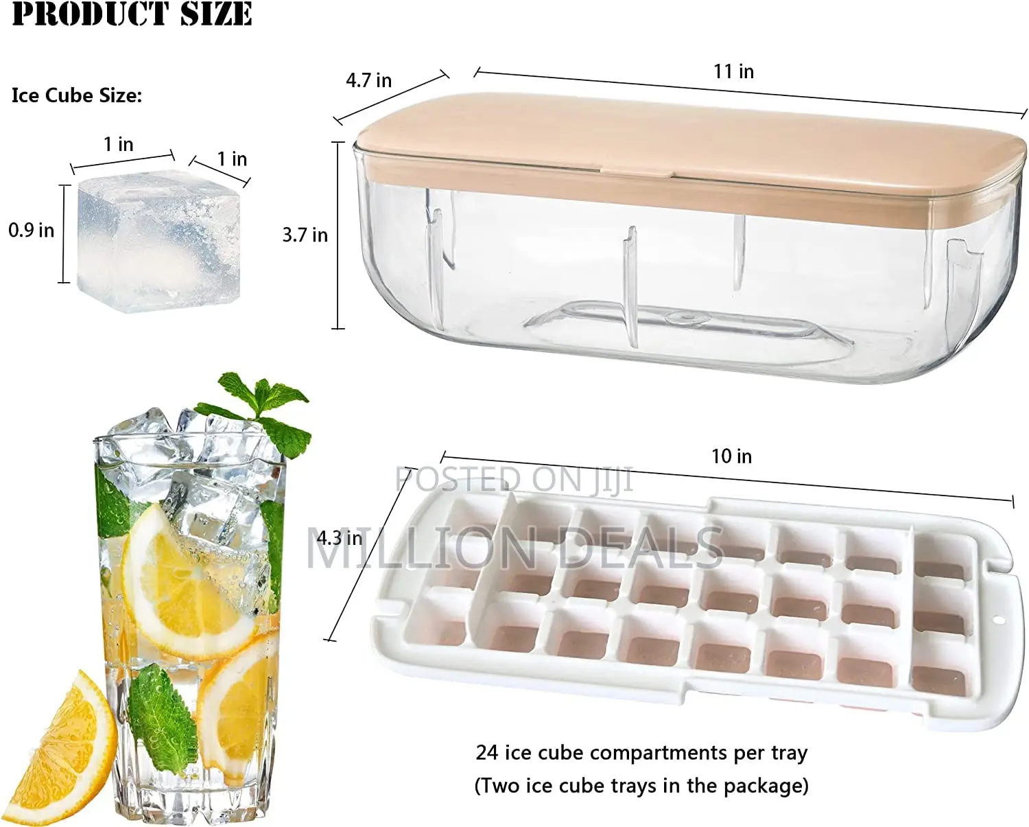 Double Tray Iced Cube Mold Maker 48 Pieces