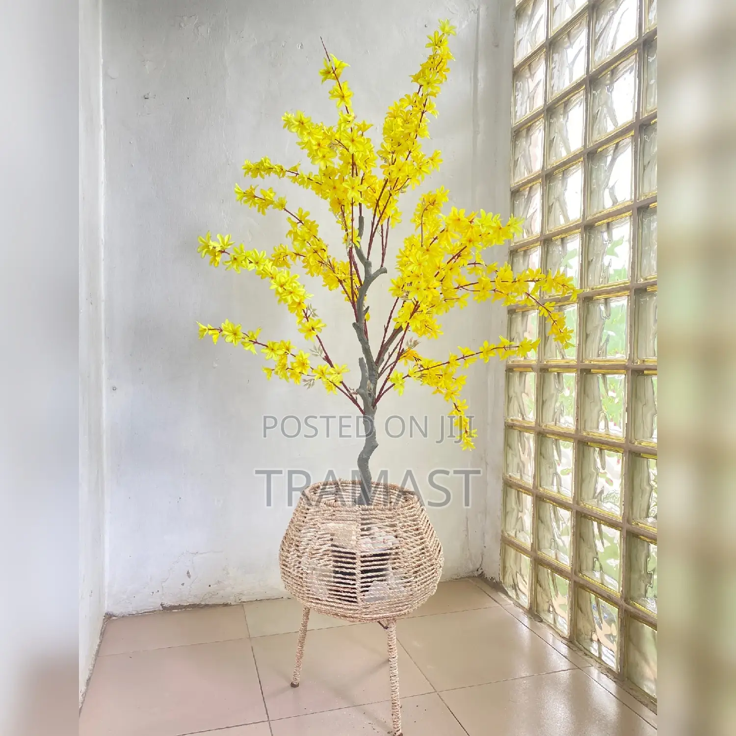 Artificial Flowers and Rattan Pot