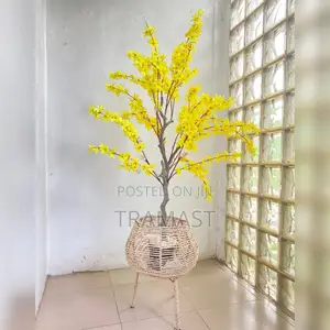 Artificial Flowers and Rattan Pot