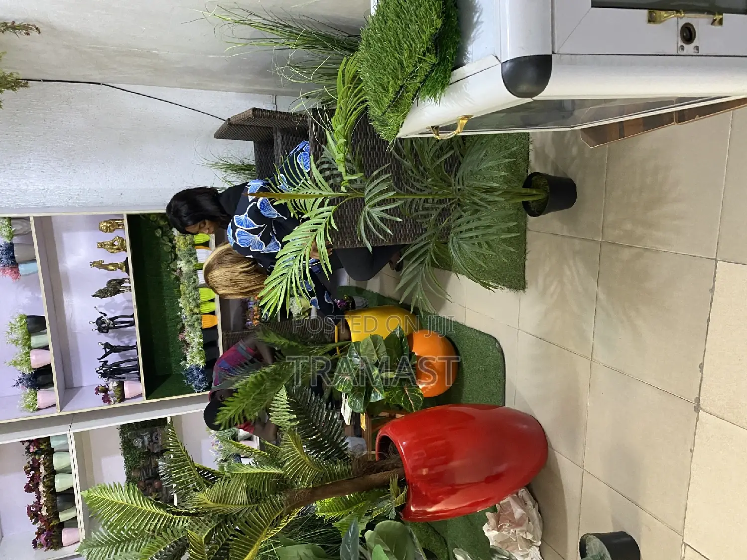 Artificial Flowers and Fiber Glass Pot