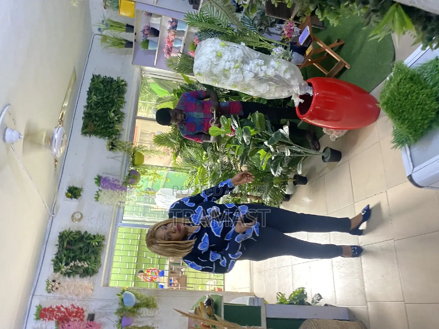 Artificial Flowers and Fiber Glass Pot