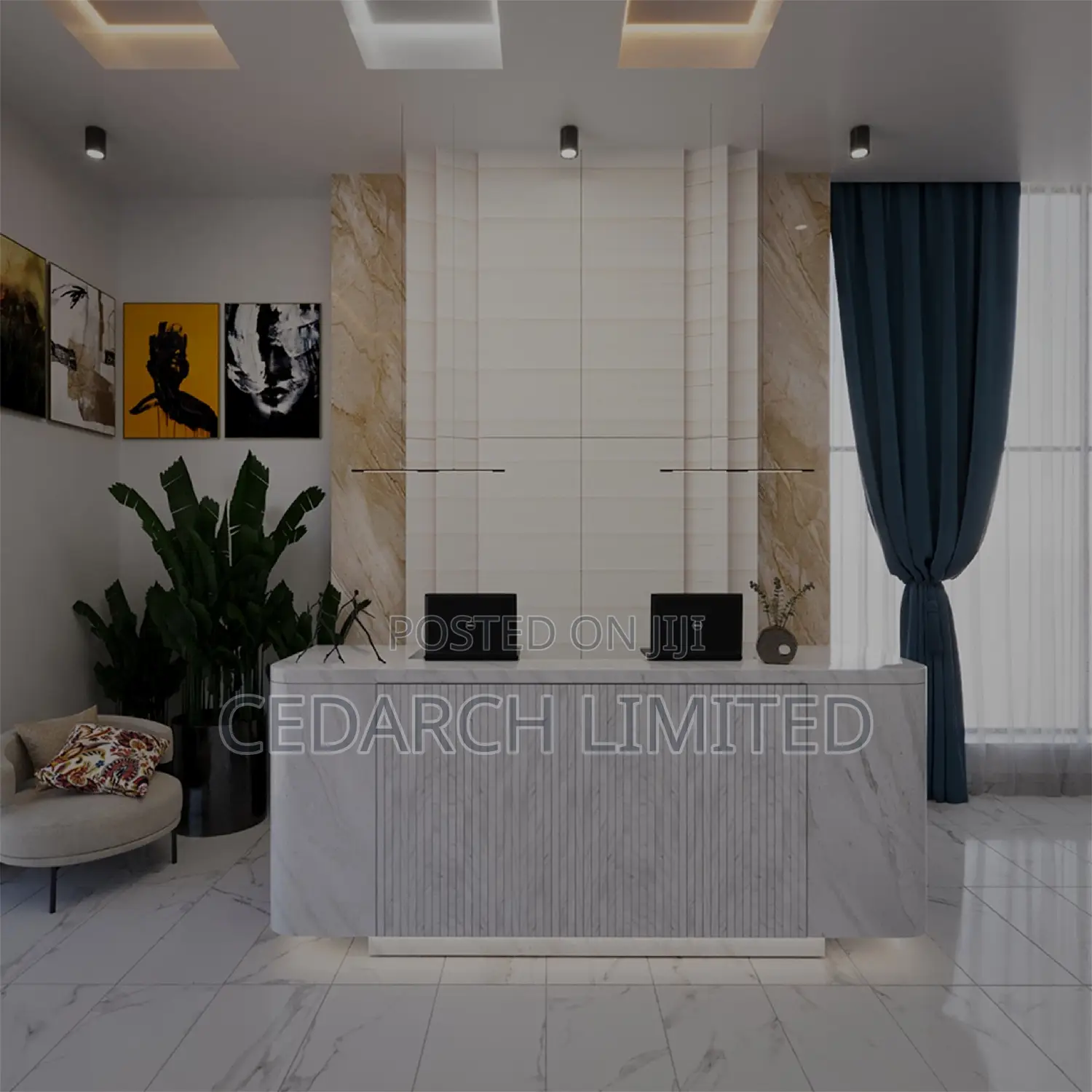 Modern Reception Interior 3D | Design and Construction