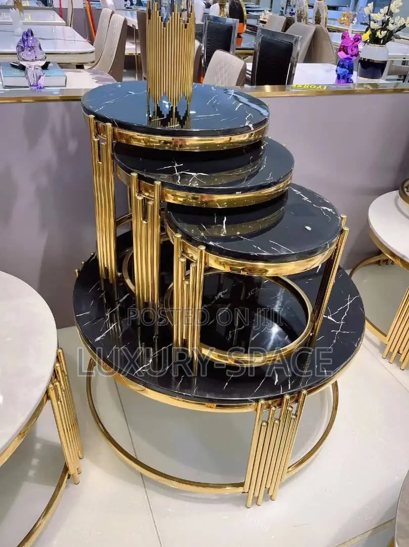 Top Quality Marble Centre Table and 3 Side Stools Set