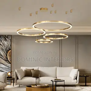 Brushed Rings Mounted Gold Chandelier