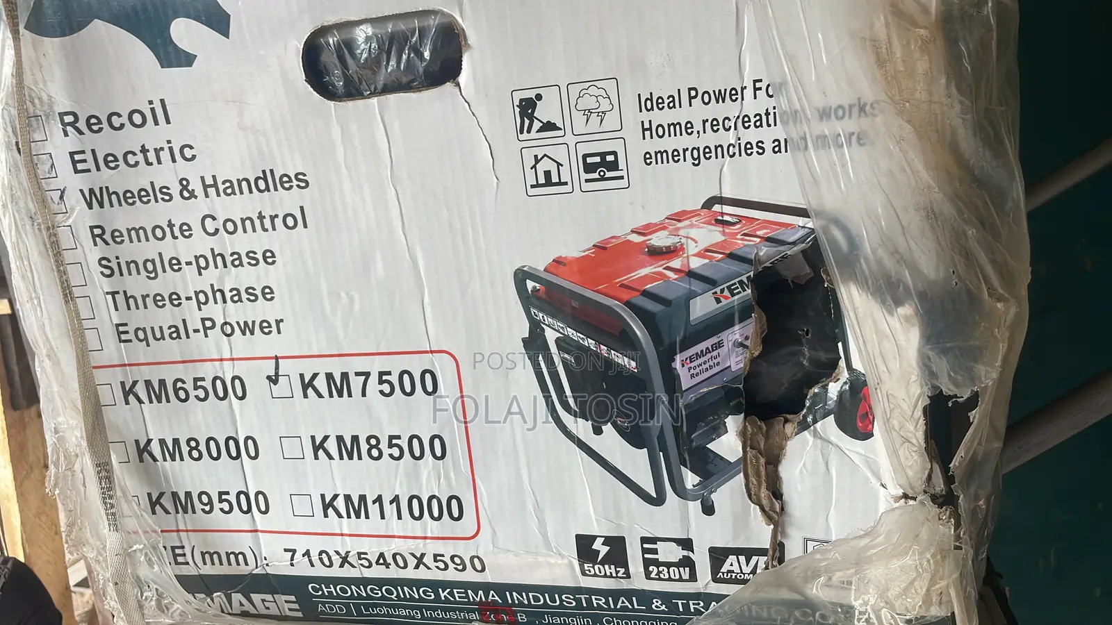 Kemage Km7500 7kva Remote Control Generator