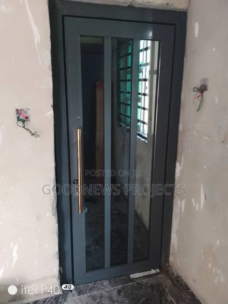 Grey Aluminium Single Swing Door
