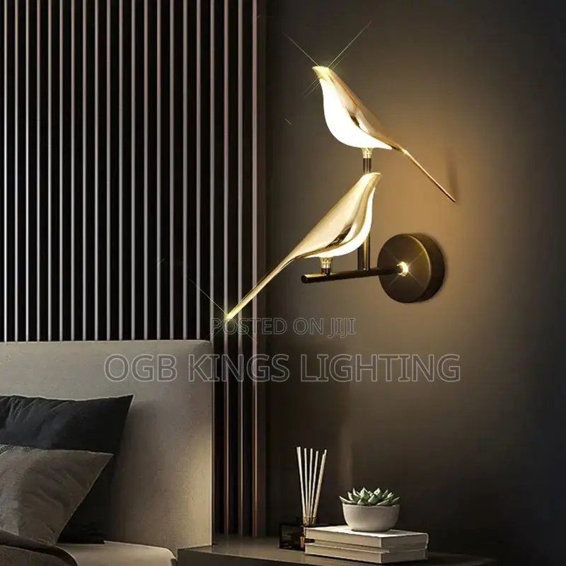 Nordic LED Golden Bird Wall Lamp Parlor Bar Wall Light