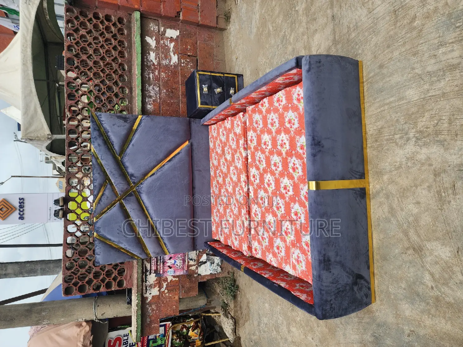 Quality 4.5by6 Upholstery Padded Bed Frame With One Bed Side