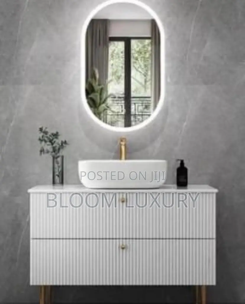 White Bathroom Or Dinning Cabinet With Led Mirror