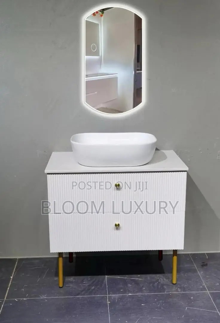 White Bathroom Or Dinning Cabinet With Led Mirror